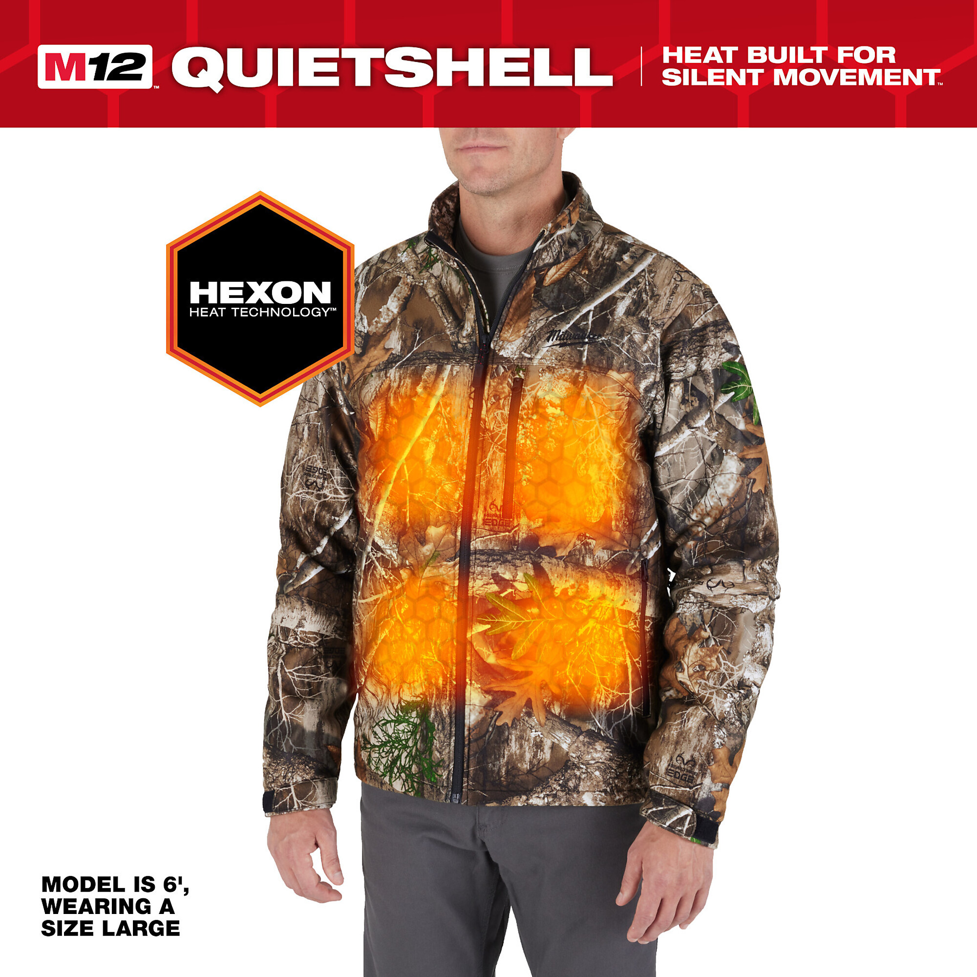 Milwaukee M12 Cordless Quiet Shell Camo Heated Jacket Kit, Large